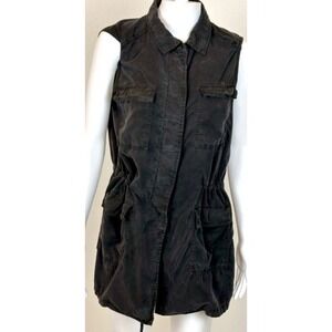 Buffalo David Bitton Utility Cargo Vest Womens Size M Black Cinch Waist Gorpcore